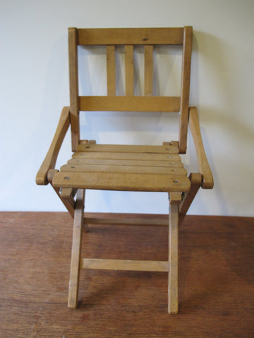 Modern Vintage Wood Folding Slat Chair - Made in Poland