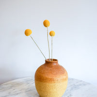 Adorable Vintage Hand-Made  Ceramic Pottery Vase in Burnt Orange and Yellow