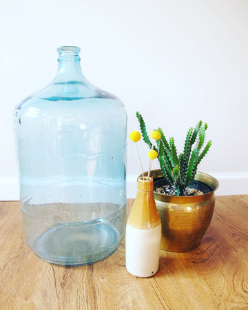 Large Vintage Blue Glass Demijohns (Sold Separately)