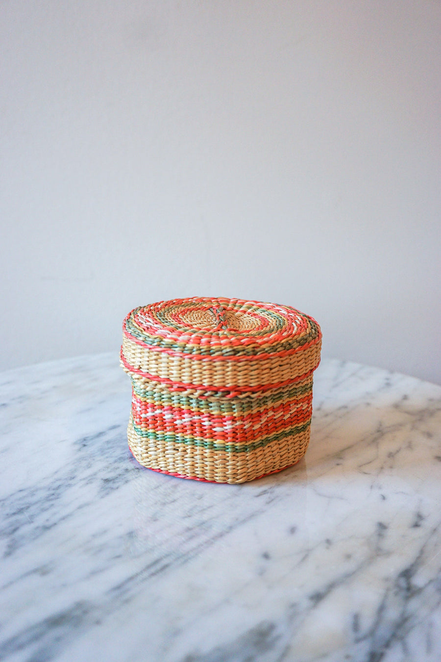 Colorful Mini Woven Hexagon Basket with Original Lid
