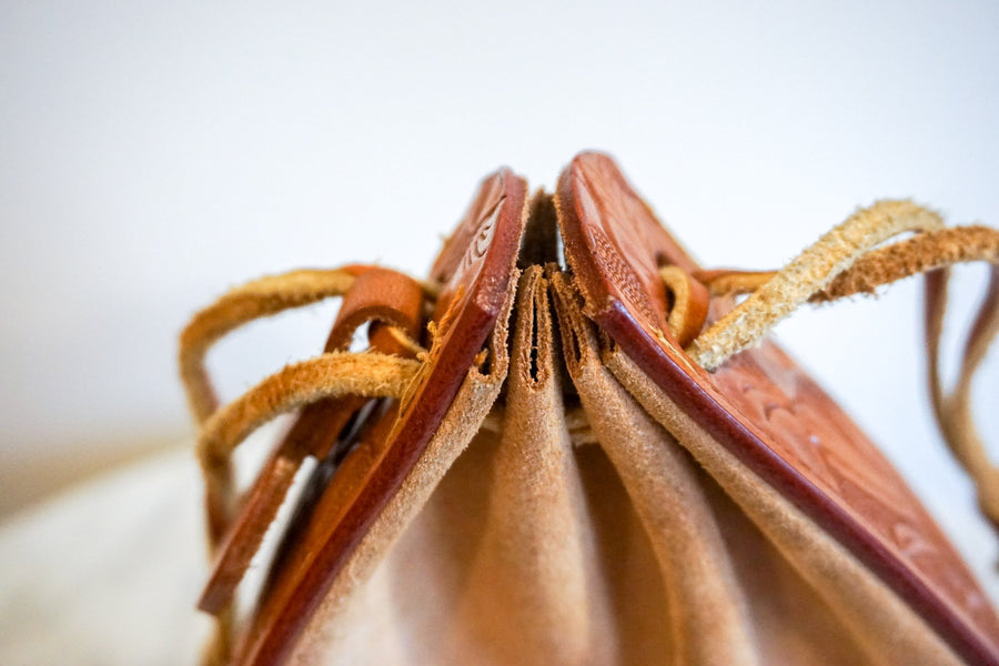 Authentic - Hand Stamped Vintage "Dale Evans" (Roy Rodger's Wife) Leather Drawstring Pouch With Leather Cords