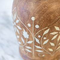 Cute Vintage Hand Carved Wooden Utensil Cup or Pen Holder