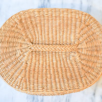 Vintage Woven Natural Oval Basket with Lid