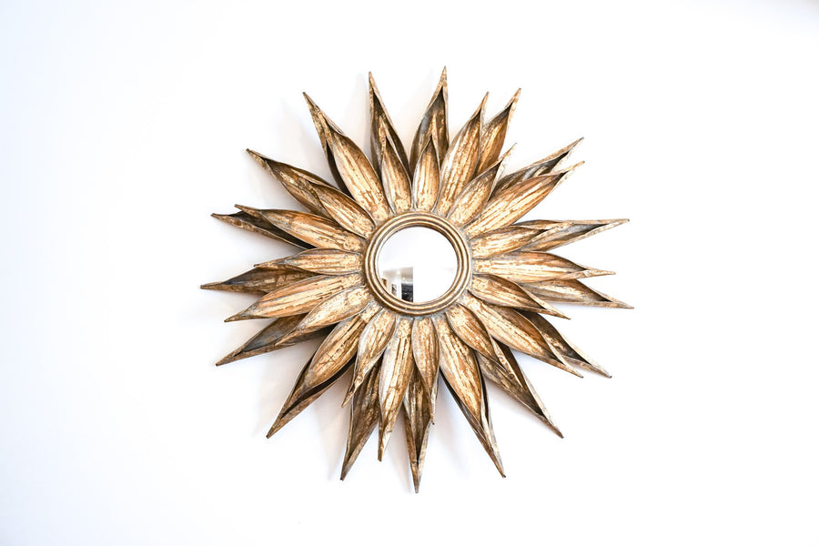 Beautiful Vintage Brass Metal Mid-Century Starburst Mirror