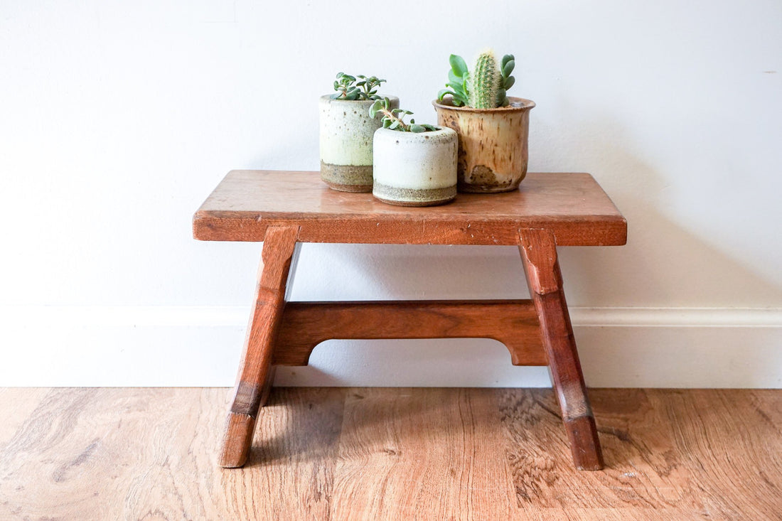 Vintage Solid Wood Plant Stand or Stool
