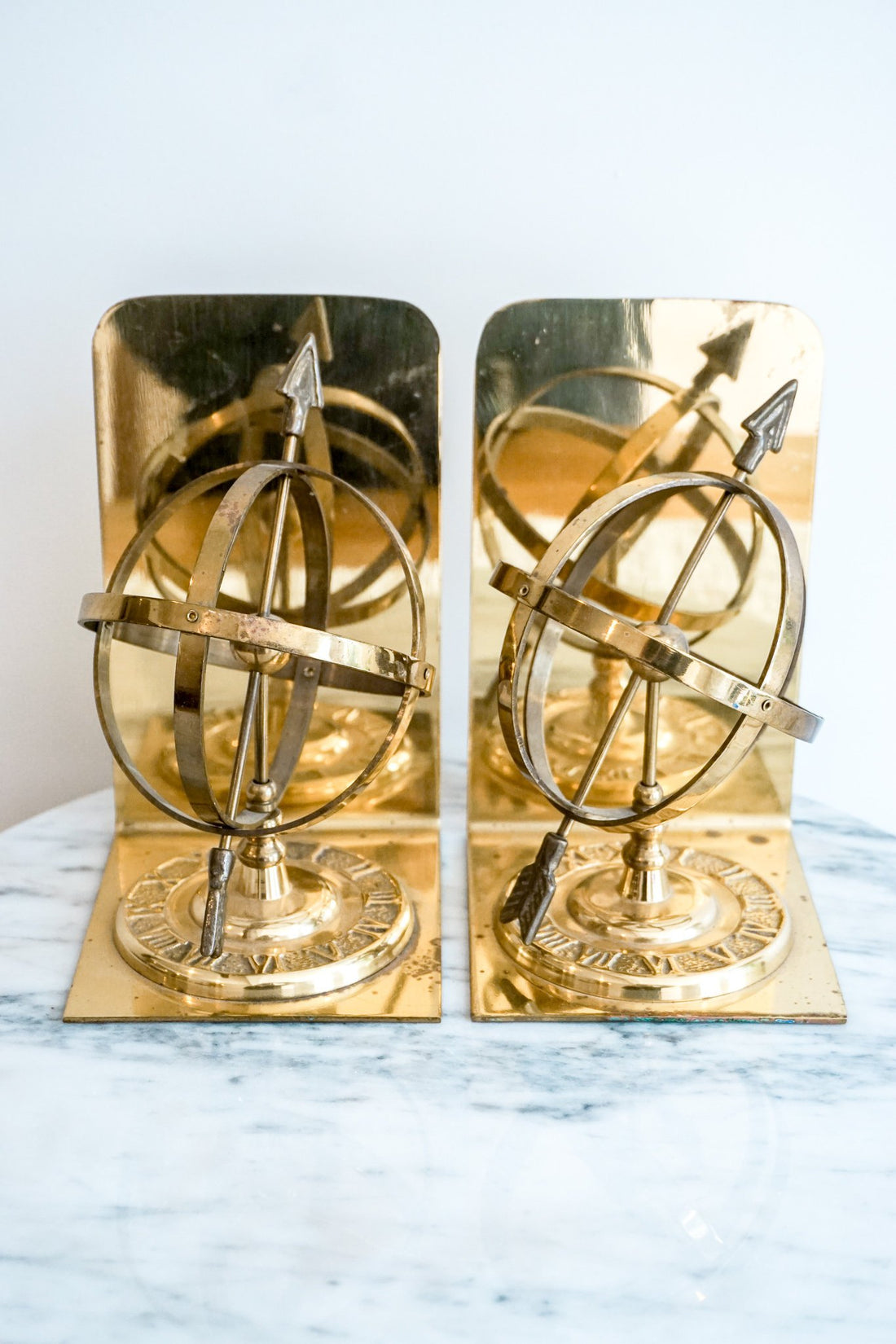 Vintage Set of 2 Solid Brass Bookends