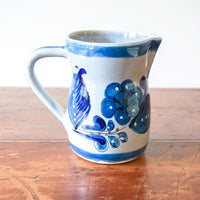 Colorful Hand Painted Vintage Glazed Ceramic Pitcher - Made in Mexico