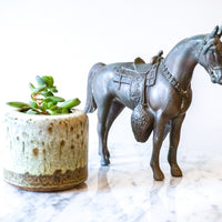 Vintage Heavy Patina English Saddle Horse with Embellished Features