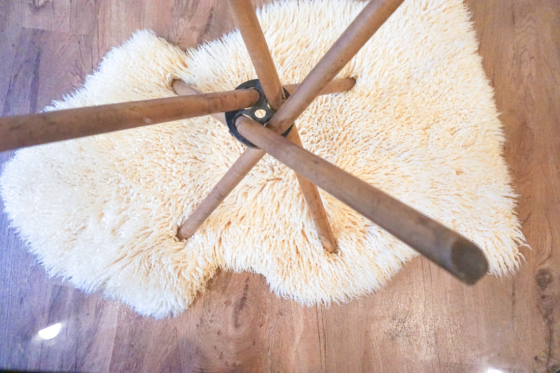 Unique Vintage Round Glass Accent Table with Folding Wood Legs