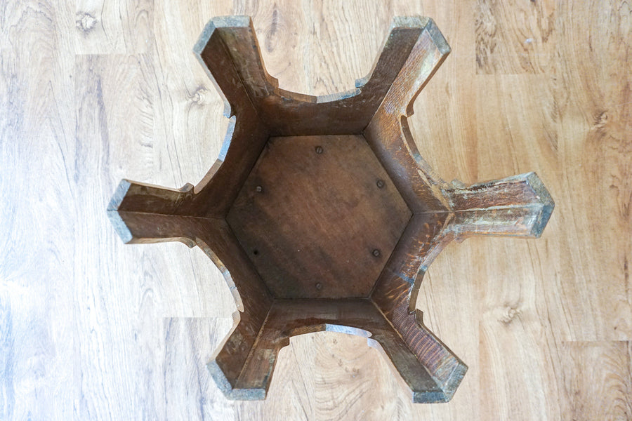 Vintage Solid Wood Moroccan Style Hexagon Accent Table
