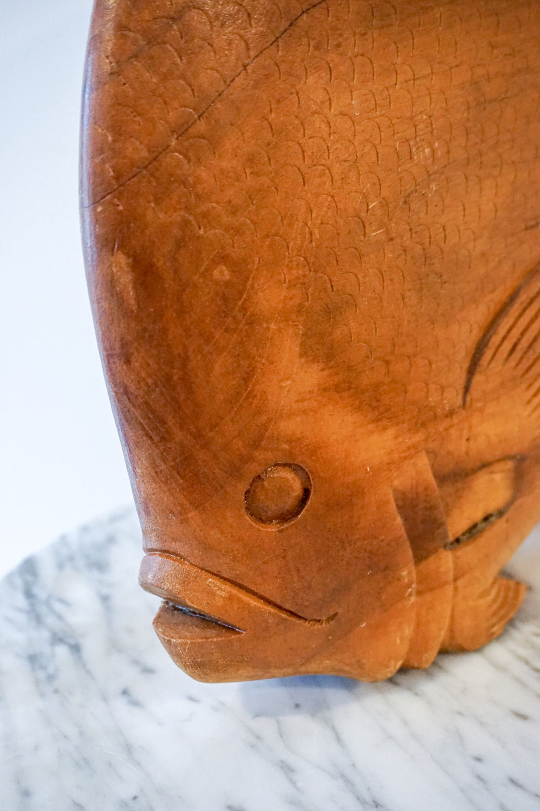 Carved Wood Fish Sculpture Statue Figurine