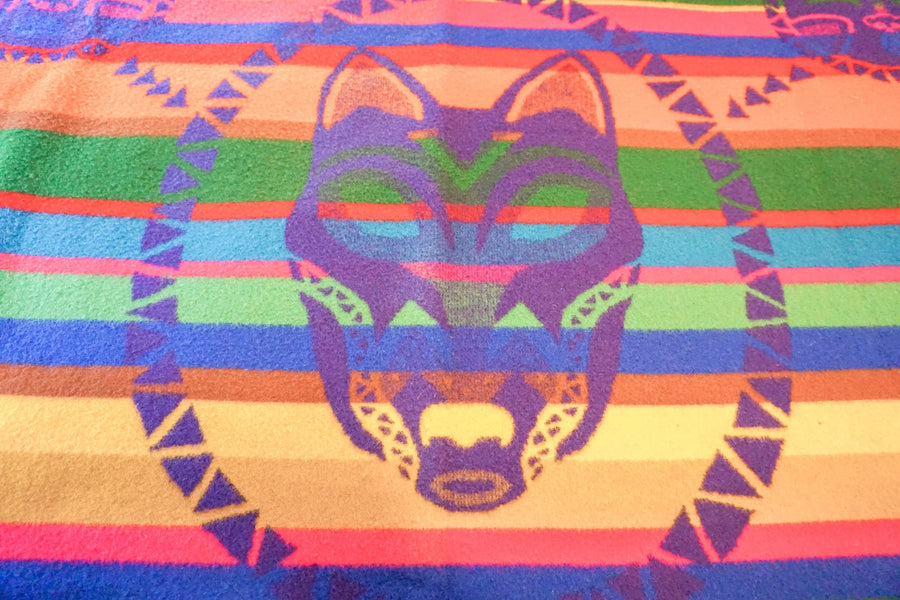 Vintage Pendleton Woolen Mills Reversible Coyote and The Huckleberry Sisters Throw Blanket - by Lillian Pitt