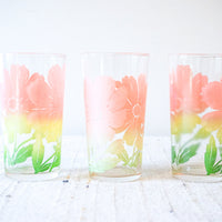 Set of 7 Vintage Flower Tumblers and Matching Pitcher