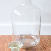 Large Vintage Clear Glass Pyrex Chemistry Bottle with Raised Lettering and Glass Penny Stopper