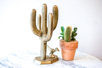 Adorable Vintage Semi-Solid Brass Saguaro Cactus