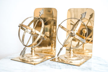 Vintage Set of 2 Solid Brass Bookends