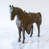 Vintage Heavy Patina English Saddle Horse with Embellished Features
