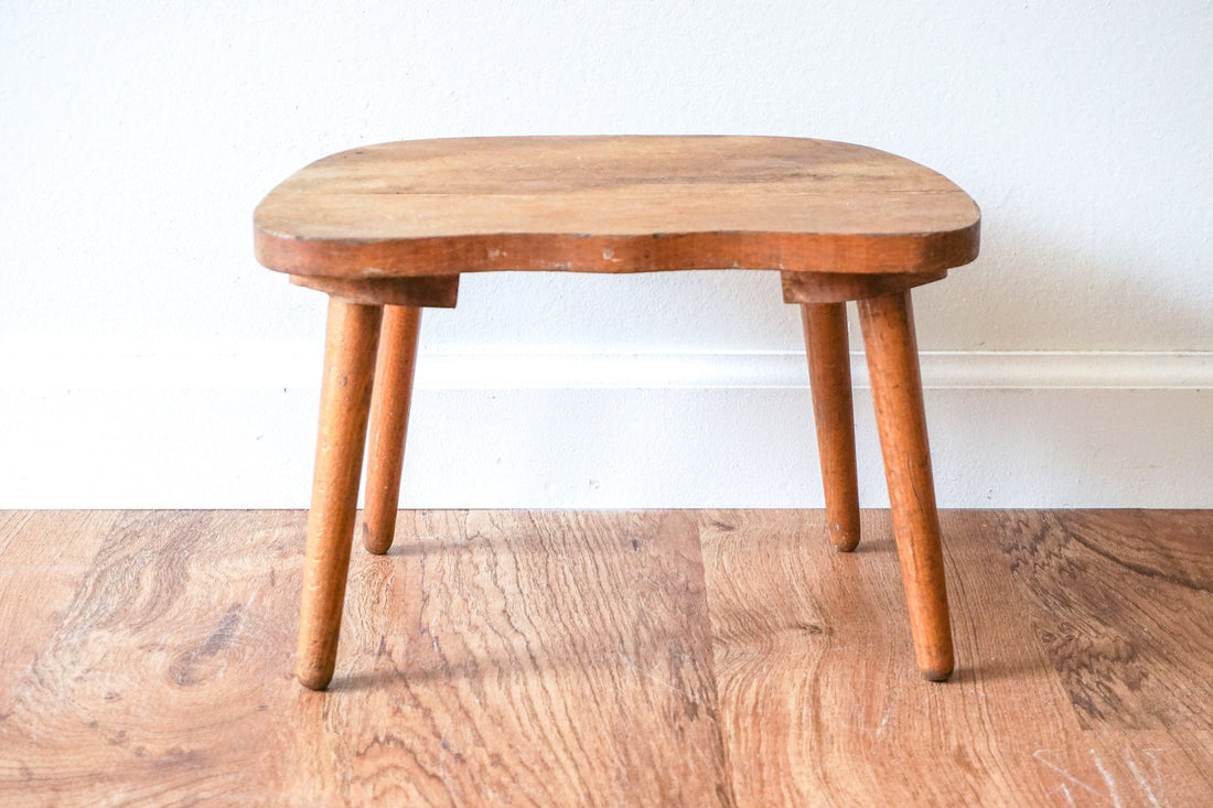 Midcentury Modern Solid Wood Plant Stand with Four Legs