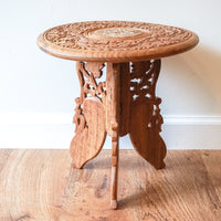 Vintage Moroccan Accent Table - Hand Craved, Bohemian