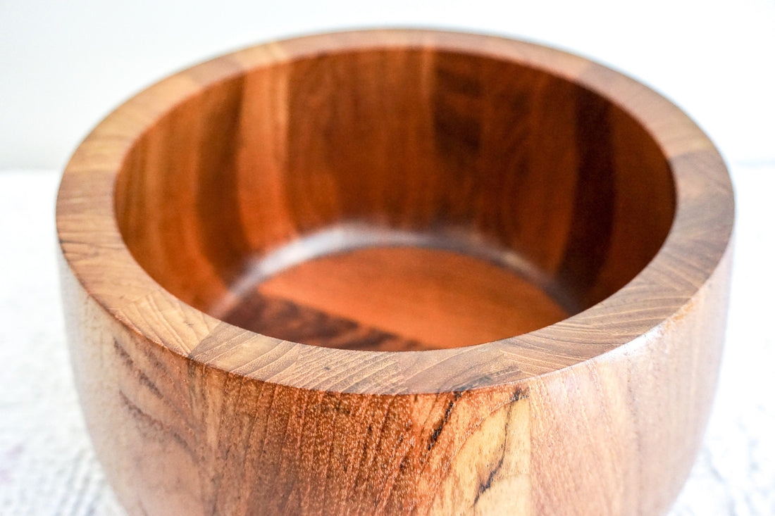 Stunning Vintage Dansk Large Teak Wood Bowl with Matching Serving Utensils - Made in Thailand