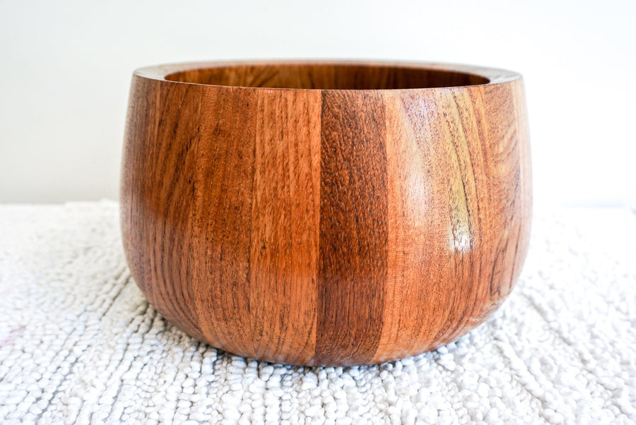 Stunning Vintage Dansk Large Teak Wood Bowl with Matching Serving Utensils - Made in Thailand