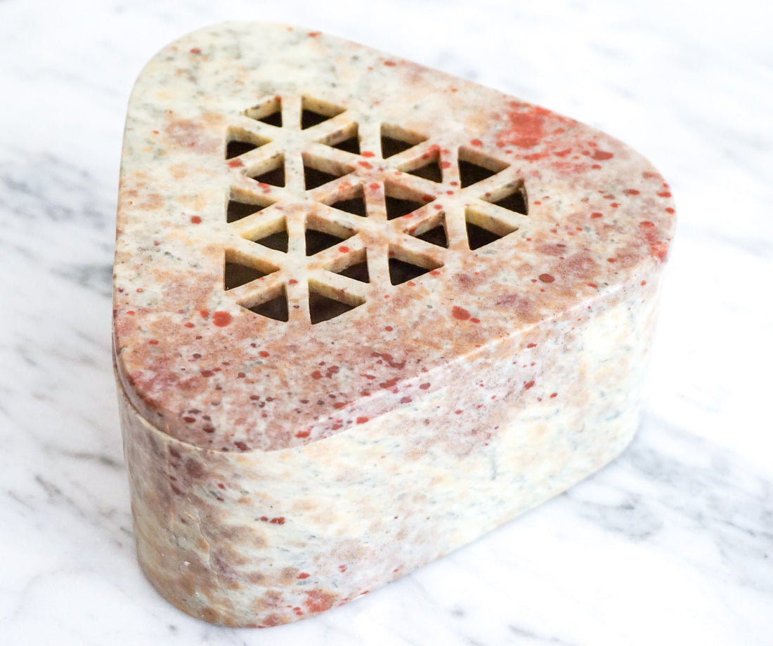 Geometric Marble Box with Cutouts  - Made in India