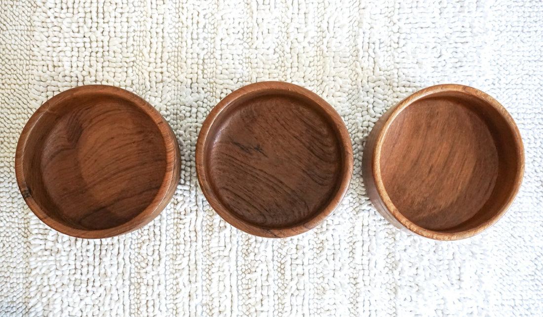 Teak Wood Bowl Set with Serving Utensils Made in Thailand by Dolphin