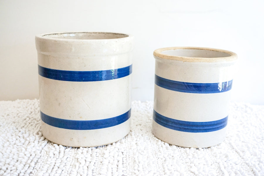 Roseville Crock Pottery Bowl Pitcher and Utensil Holder (Sold Separately)