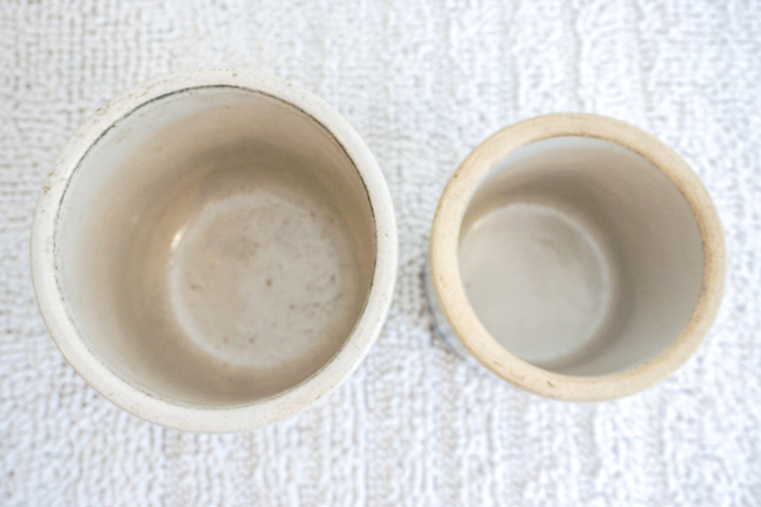 Roseville Crock Pottery Bowl Pitcher and Utensil Holder (Sold Separately)