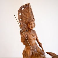 Balinese Wood Warrior Water Buffalo Sculpture Statue from Bali