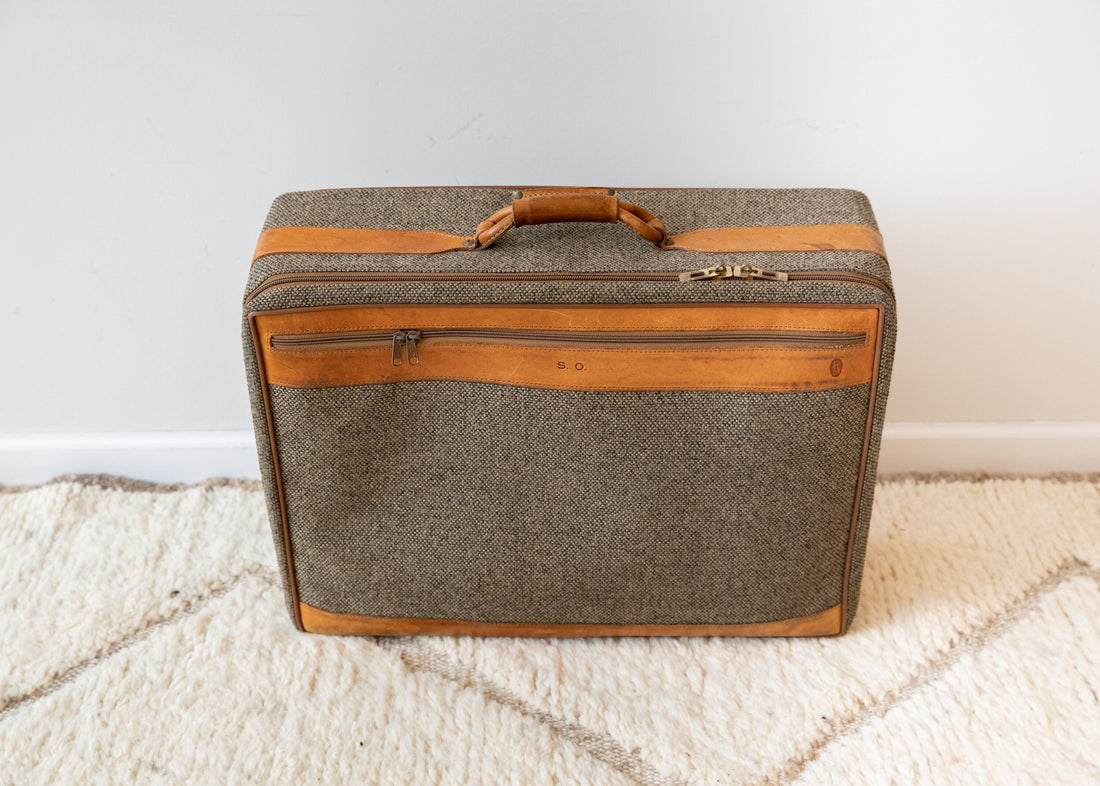 Vintage Tweed Suitcase Hartmann Luggage Tweed Leather 