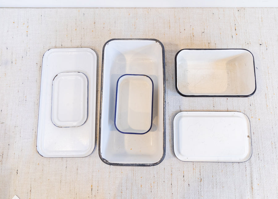 Enamelware Boxes with Lids Set of Three