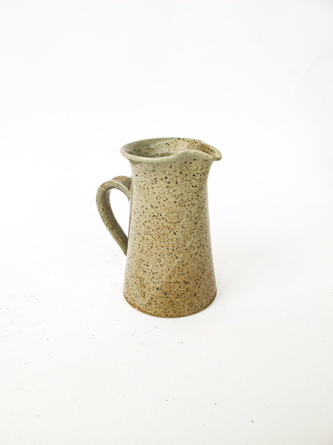 Greyish White Speckled Pottery Ceramic Pitcher with Rust Tones