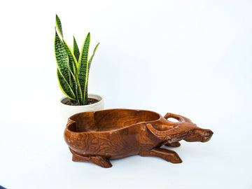 Water Buffalo Ox Kitchen Produce Wood Serving Bowl