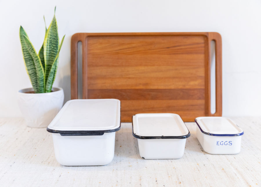 Enamelware Boxes with Lids Set of Three