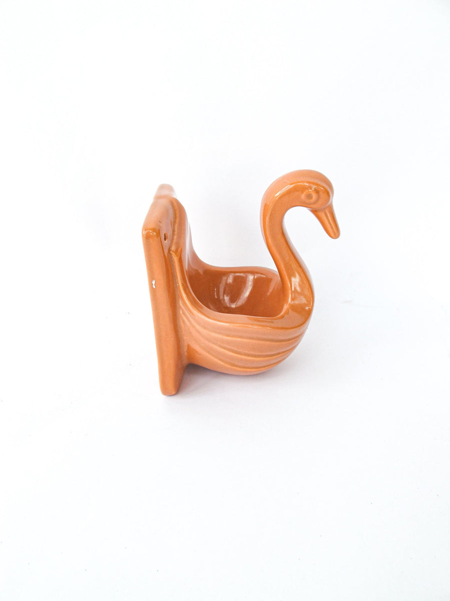 Vintage Terracotta Pink Ceramic Wall Mounted Swan / Flamingo bowl / Planter / Soap Dish