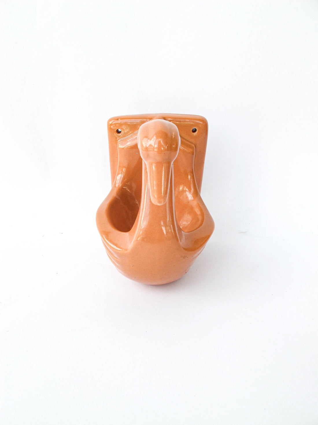 Vintage Terracotta Pink Ceramic Wall Mounted Swan / Flamingo bowl / Planter / Soap Dish