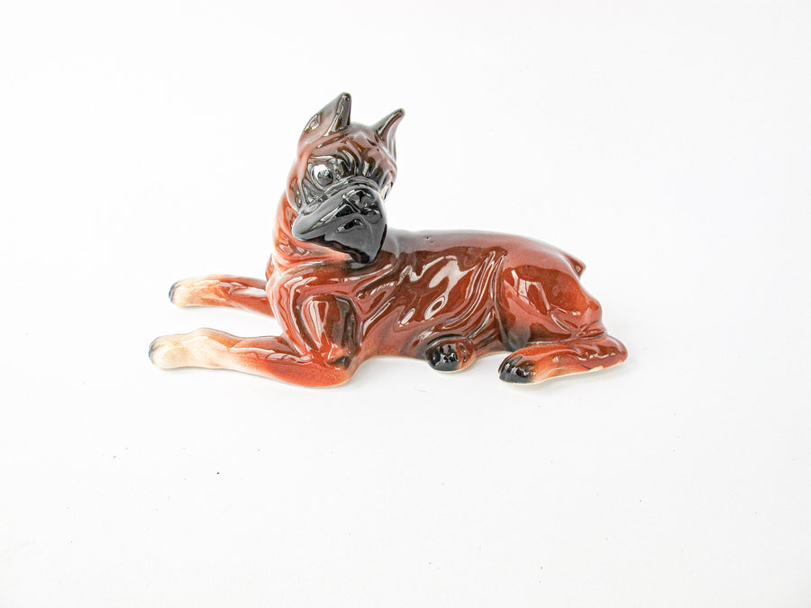 Ceramic Boxer Dog Sculpture Figure