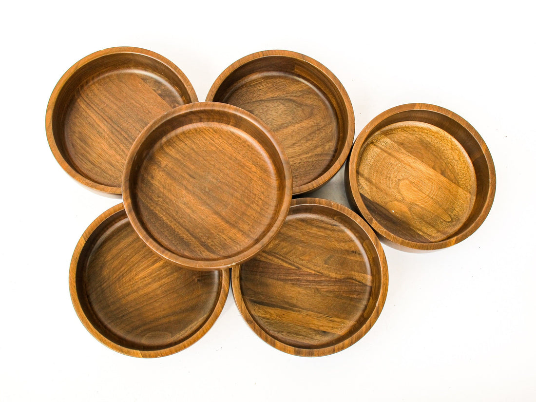 Kustom Kraft Black Walnut Bowls Set of Six Made in the USA