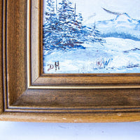 Original Framed Oil Snow Landscape Painting of the Three Sisters in Oregon by Doris Hall