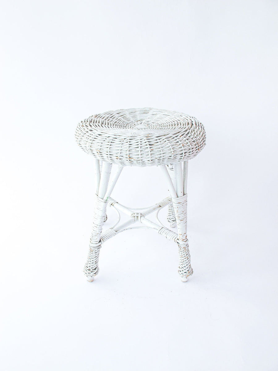 Wicker Stool Plant Stand Side Table