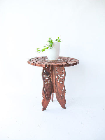 Teak Wood Plant Stand Table with Inlay Made in India