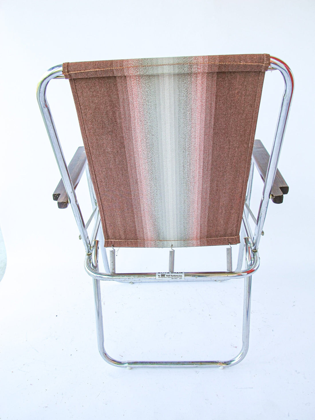 Canvas Folding Lawn Chairs with Metal Frames and Wood Arm Rests ( 2 Available and Sold Separately)