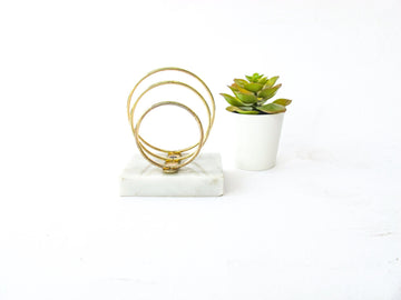Brass and Marble Desk Organizer Record Holder