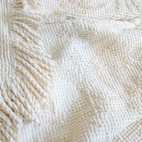 White Heavy Weighted Cotton Blanket Throw Duvet Comforter with Fringe Detail