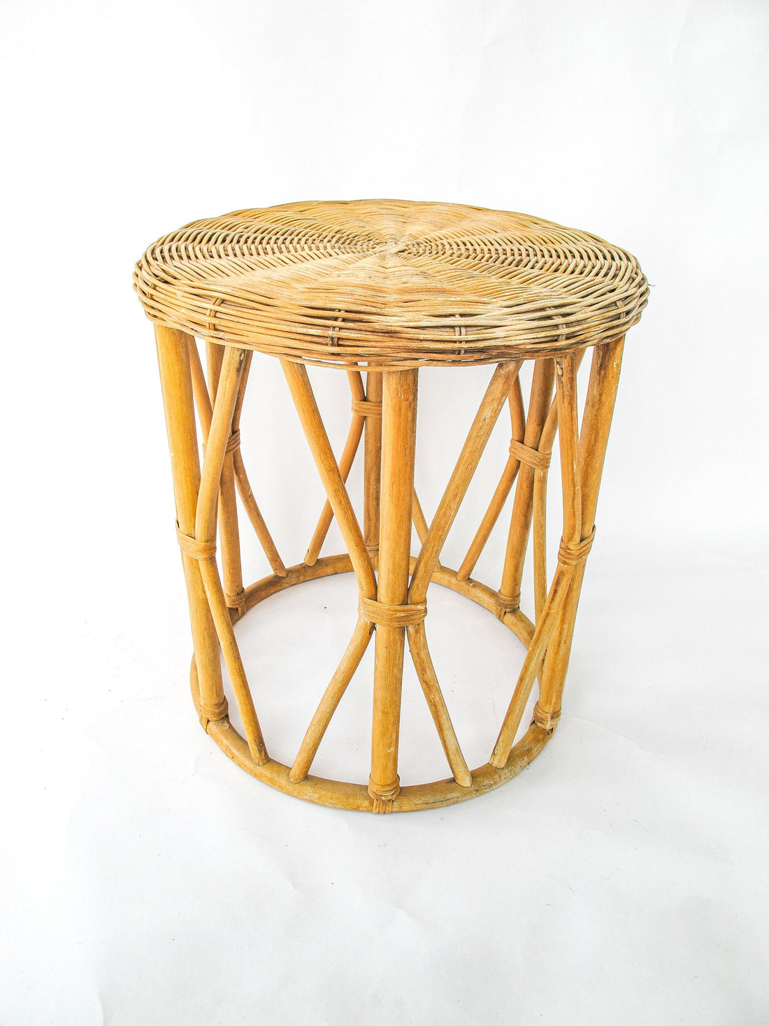Danish Style Wicker Plant Stand End Table