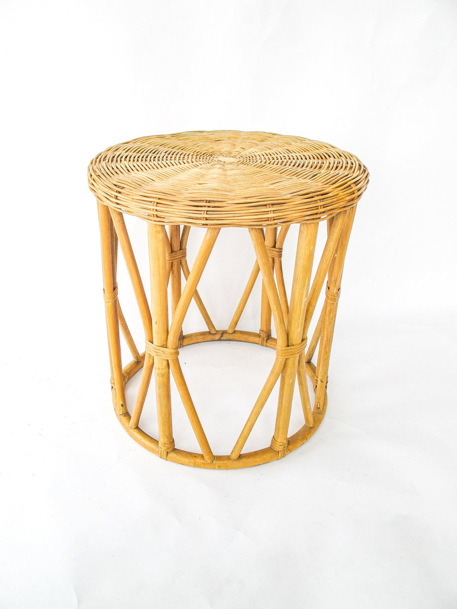 Danish Style Wicker Plant Stand End Table