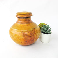 Ceramic Ginger Jar with Lid in Orange and Yellow
