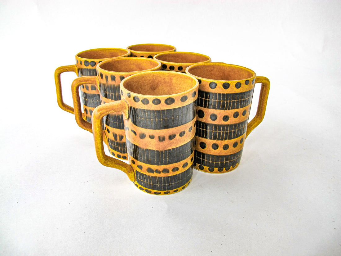 Set of Six Foreign Ceramic Mugs Made in Germany