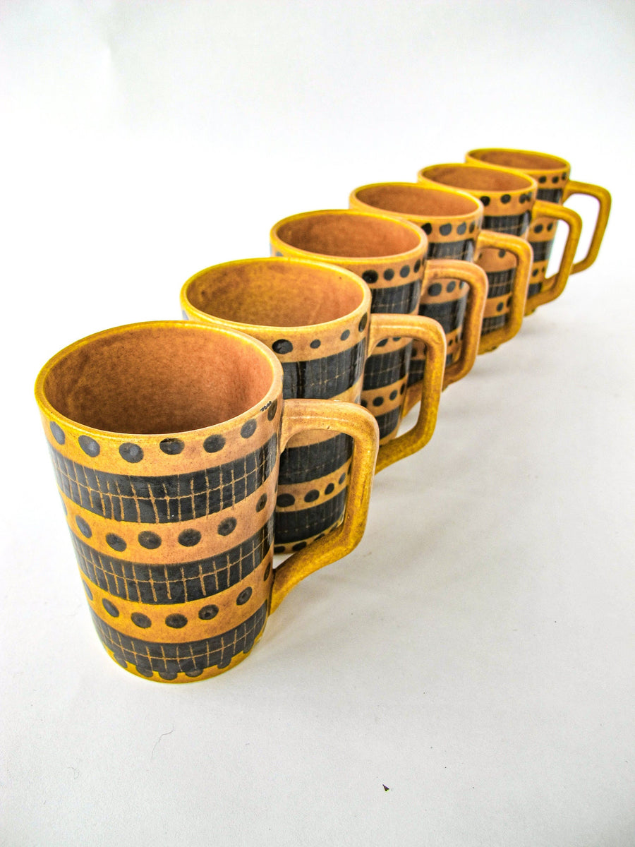 Set of Six Foreign Ceramic Mugs Made in Germany